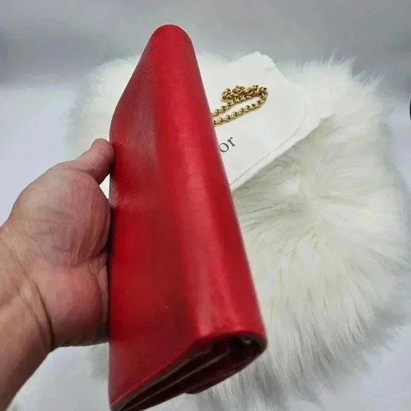 Dior Textured Red Grained Leather Wallet-on-Chain - Picture 10 of 16